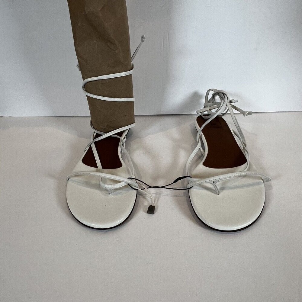 L'AUTRE CHOSE White Ankle Wrap Thong Flat Sandal US 7 EU 37.5